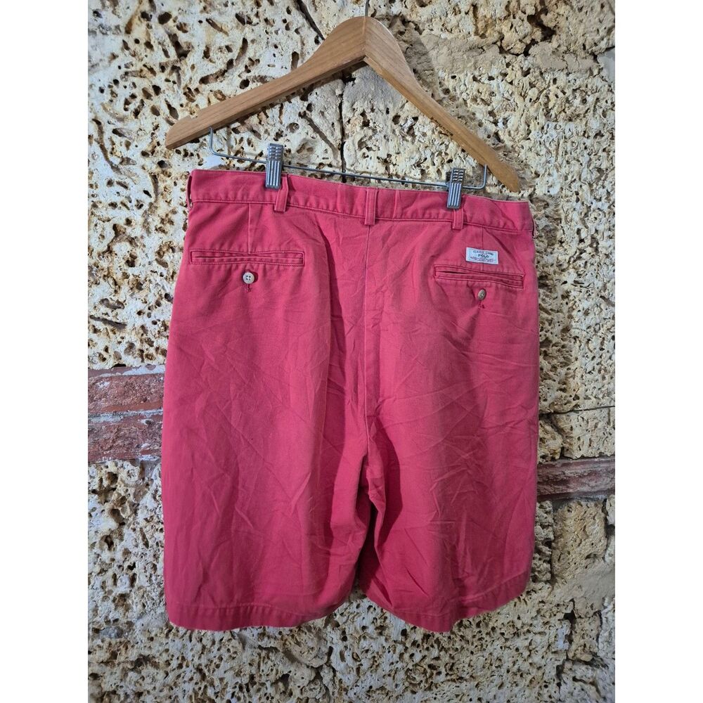 Polo Ralph Lauren Tyler Shorts Mens 34 Red Pleated Cotton Chino Preppy
